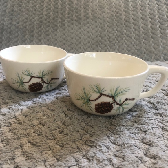 French Saxon China Pine Cone Tea Cups Saucers Plates Set 2837-S-54 Lot Bundle - Picture 3 of 7